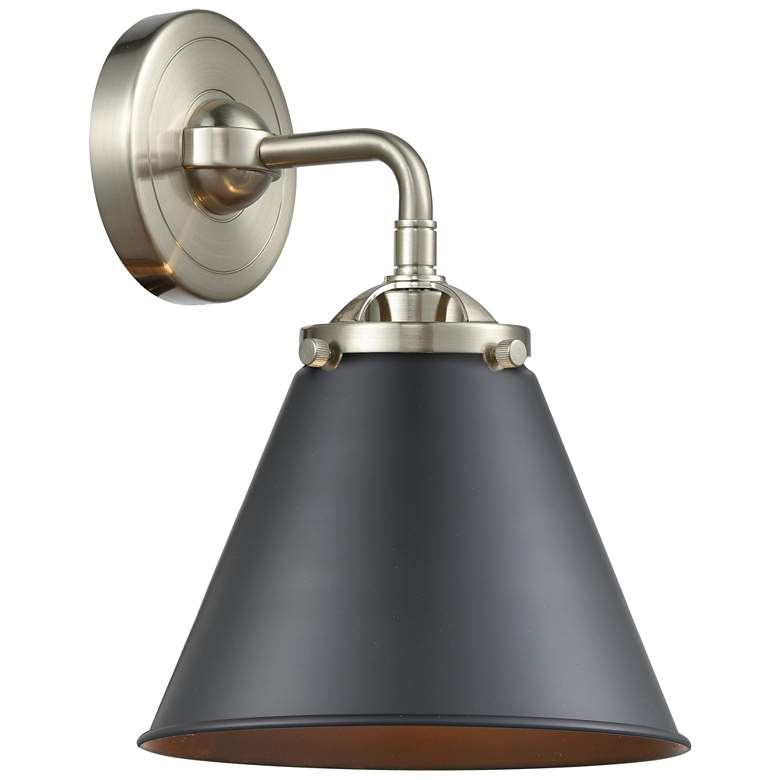 Image 1 Nouveau Appalachian 8" LED Sconce - Nickel Finish - Matte Black Shade