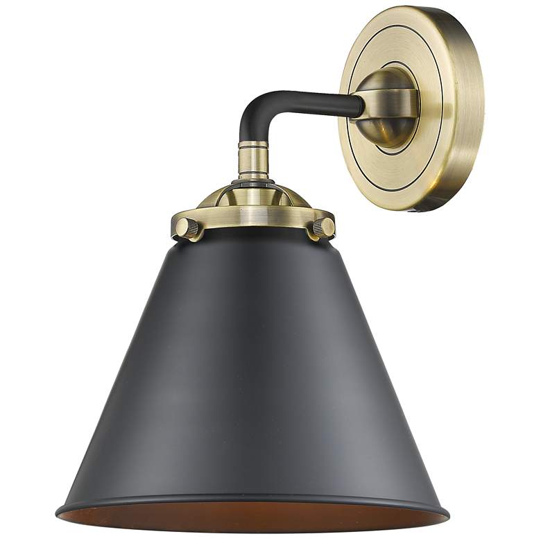 Image 1 Nouveau Appalachian 9.38" High Black Brass Sconce w/ Matte Black Shade
