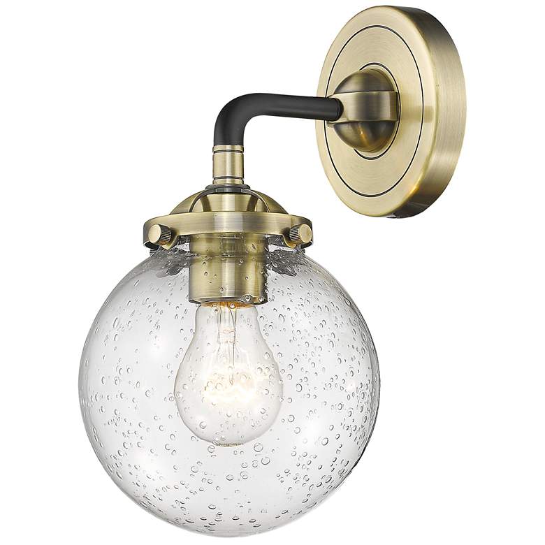 Image 1 Nouveau Baldwin 6" Black Antique Brass Sconce w/ Seedy Shade