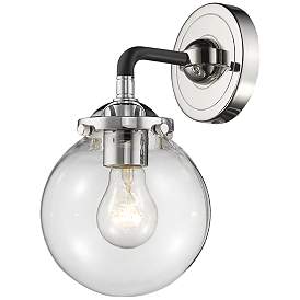 Image1 of Nouveau Baldwin 6" Black Polished Nickel Sconce w/ Clear Shade