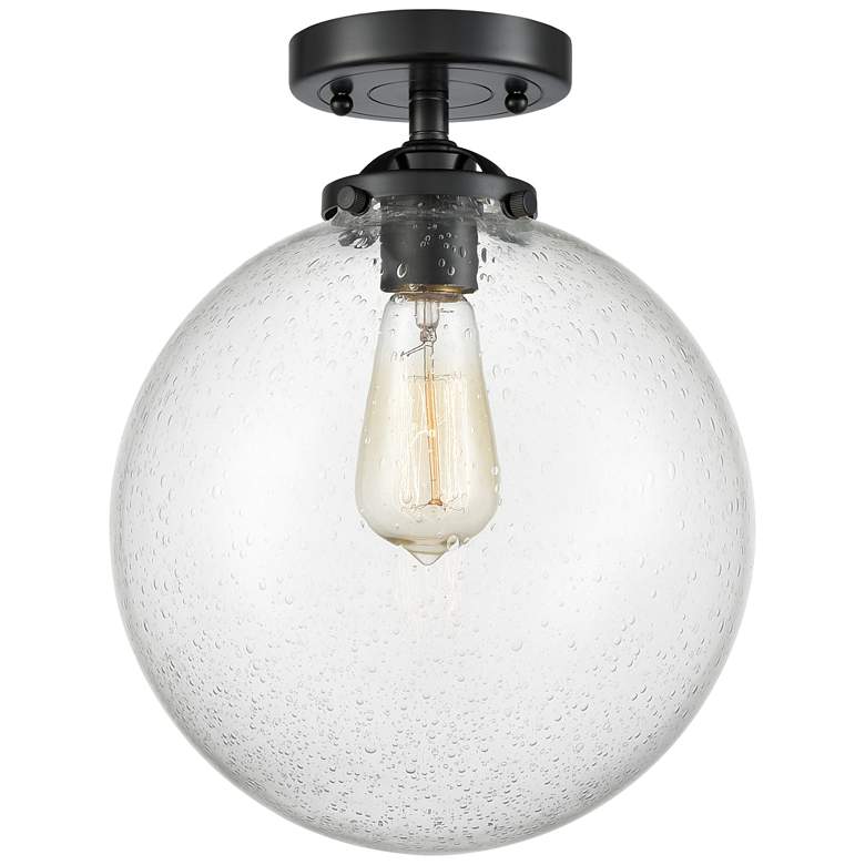 Image 1 Nouveau Beacon 10" Wide Oil Rubbed Bronze Semi.Flush Mount With Seedy