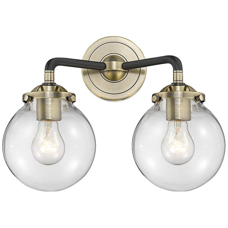Image 1 Nouveau Beacon 11"H Black Antique Brass 2-Light LED Sconce