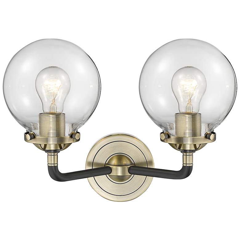 Image 3 Nouveau Beacon 11"H Black Antique Brass 2-Light LED Sconce more views