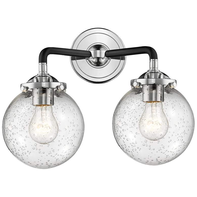 Image 1 Nouveau Beacon 14" 2-Light Black Polished Nickel Bath Light w/ Seedy S