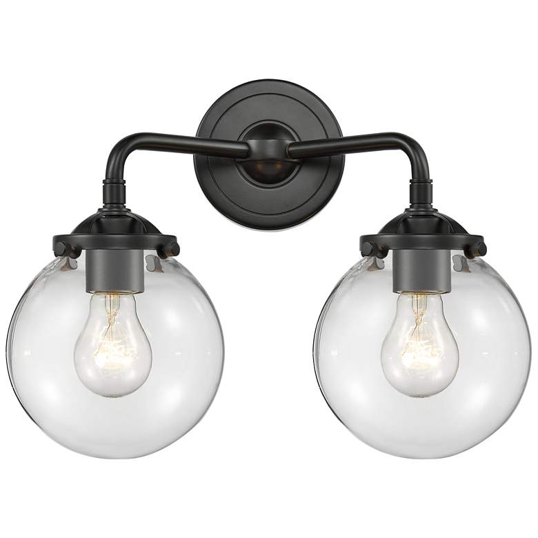 Image 1 Nouveau Beacon 14" 2-Light Oil Rubbed Bronze Bath Light w/ Clear Shade