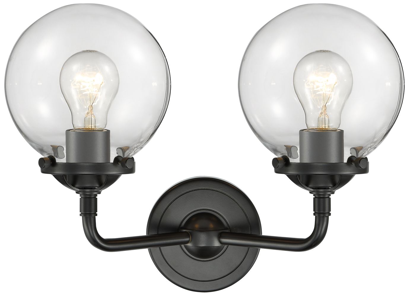 Image 2 Nouveau Beacon 14" 2-Light Oil Rubbed Bronze Bath Light w/ Clear Shade more views