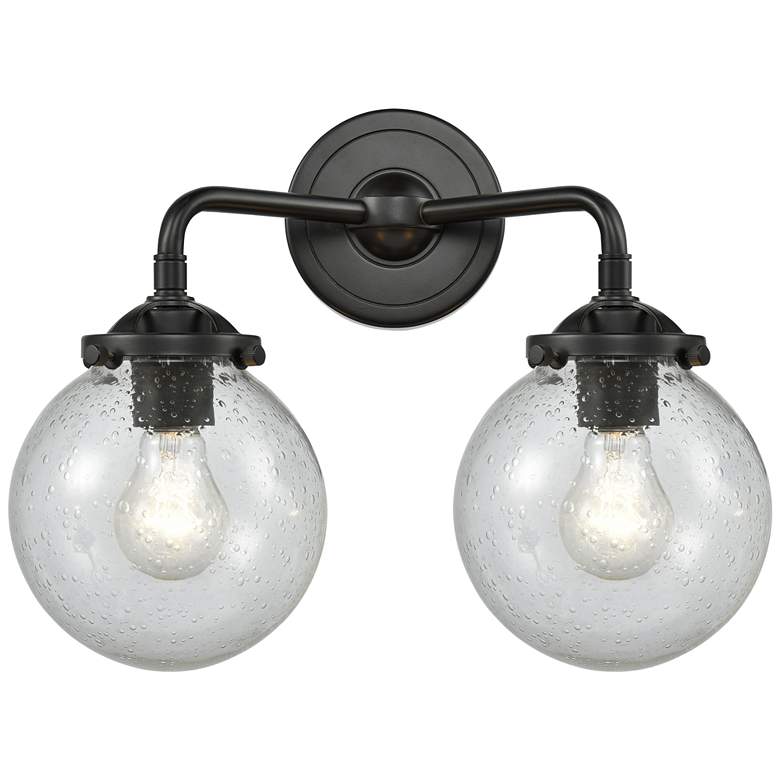 Image 1 Nouveau Beacon 14" 2-Light Oil Rubbed Bronze Bath Light w/ Seedy Shade