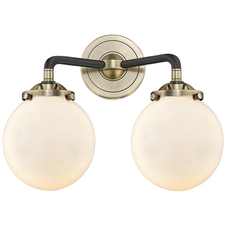 Image 1 Nouveau Beacon 6" 2 Light 14" LED Bath Light - Black Brass - Whit