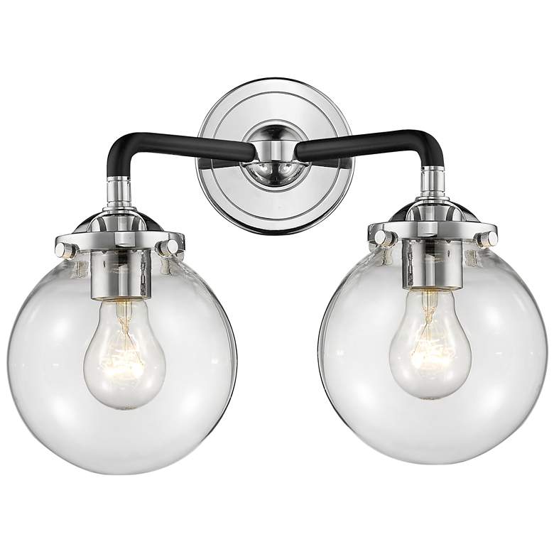 Image 1 Nouveau Beacon 6" 2 Light 14" LED Bath Light - Black Nickel - Cle