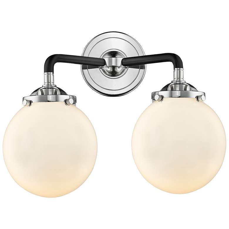 Image 1 Nouveau Beacon 6" 2 Light 14" LED Bath Light - Black Nickel - Whi