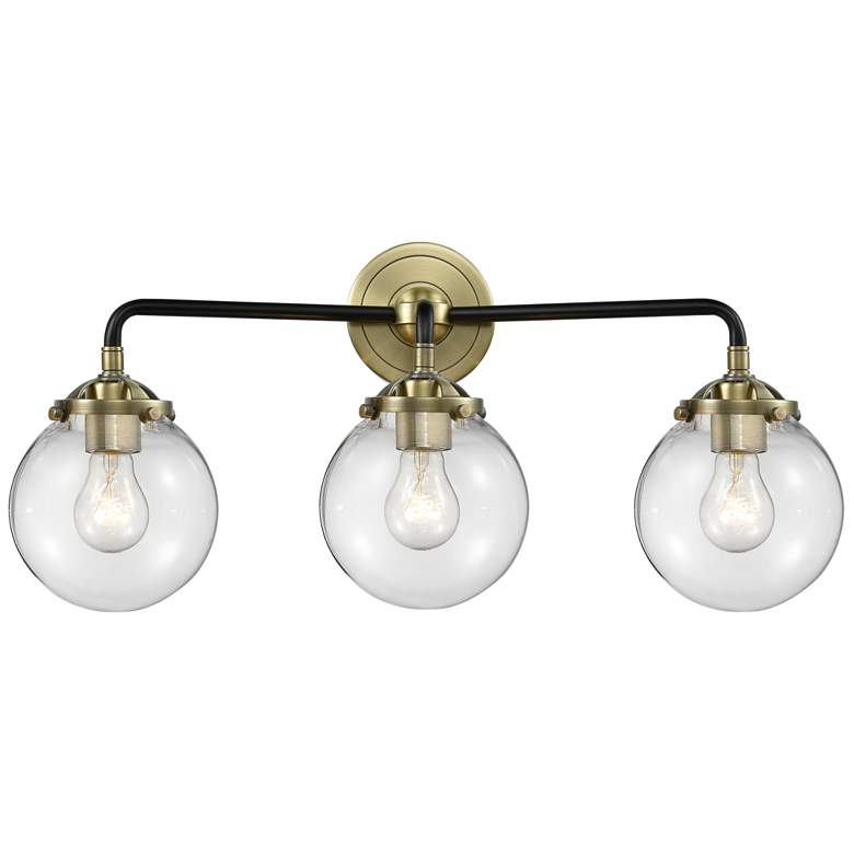 Image 1 Nouveau Beacon 6" 3 Light 24" LED Bath Light - Black Brass - Clea