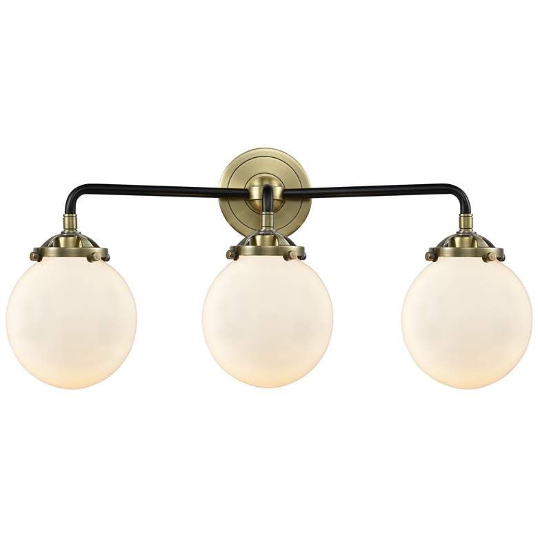 Image 1 Nouveau Beacon 6" 3 Light 24" LED Bath Light - Black Brass - Whit