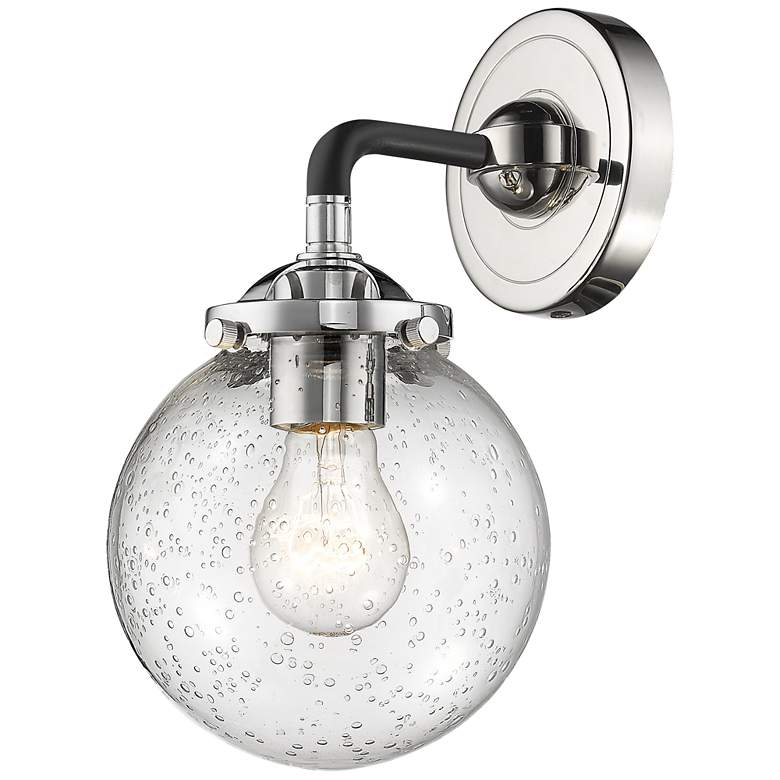 Image 1 Nouveau Beacon 6" Black Polished Nickel Sconce w/ Seedy Shade