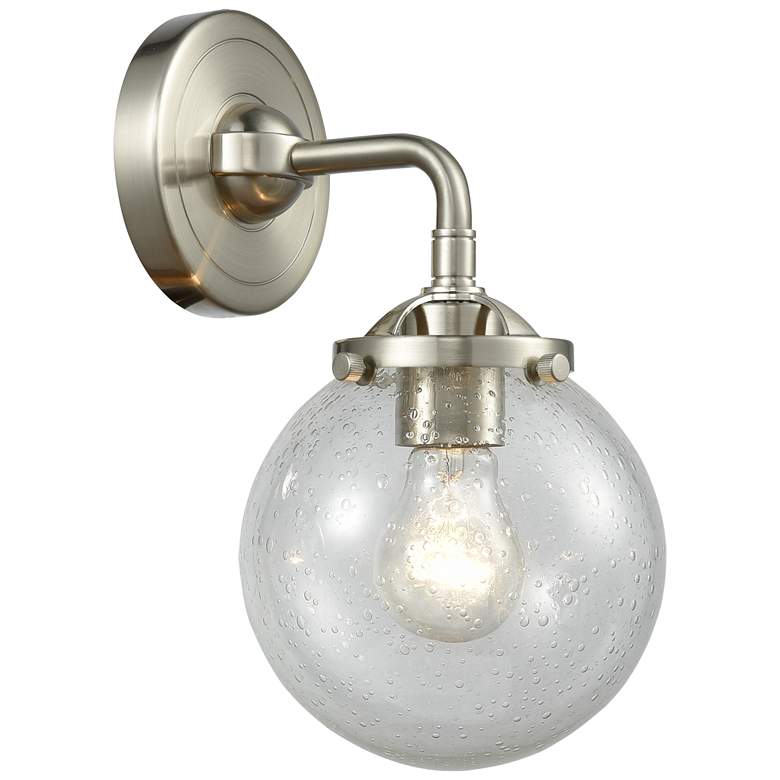 Image 1 Nouveau Beacon 6" Brushed Satin Nickel Sconce w/ Seedy Shade
