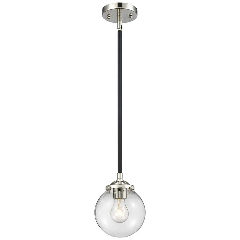 Image 1 Nouveau Beacon 6" LED Mini Pendant - Black Polished Nickel - Clear Sha