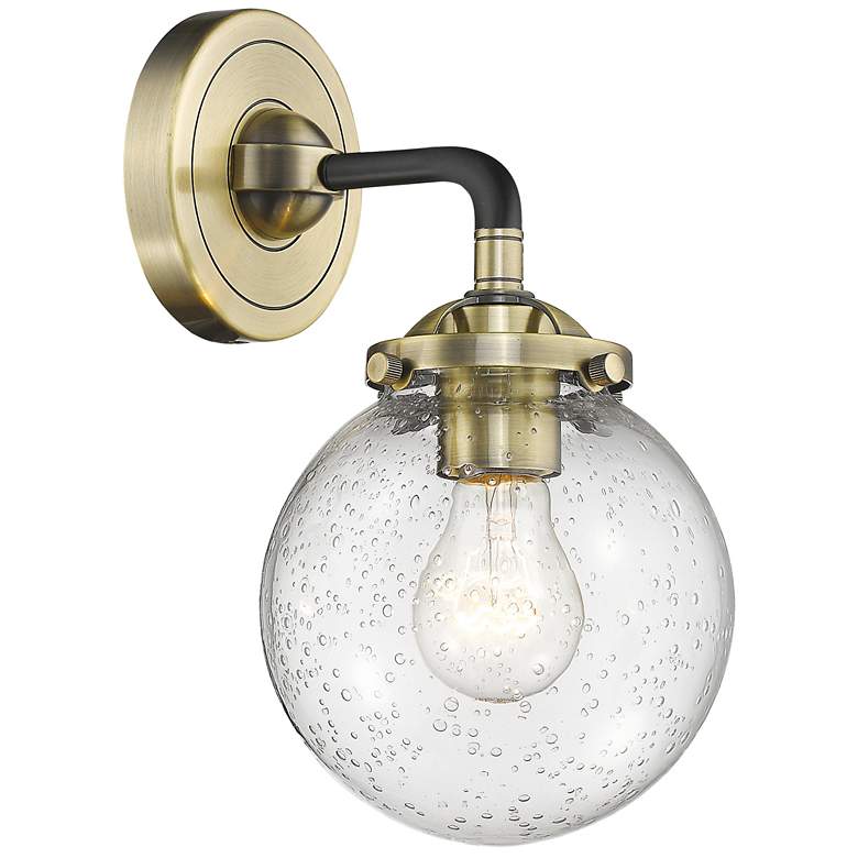 Image 1 Nouveau Beacon 6" LED Sconce - Black Brass Finish - Seedy Shade