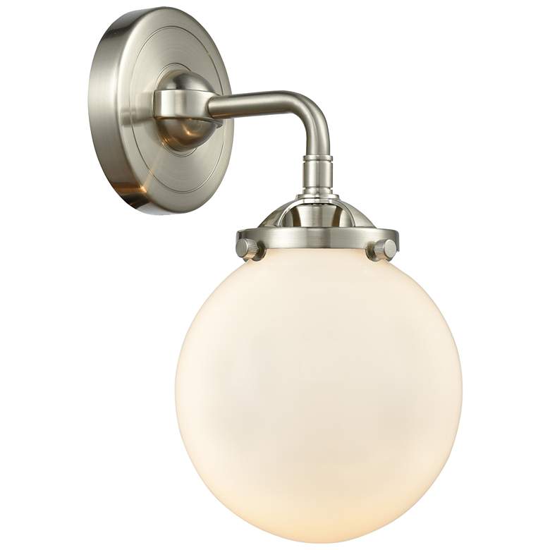 Image 1 Nouveau Beacon 6" LED Sconce - Nickel Finish - Matte White Shade