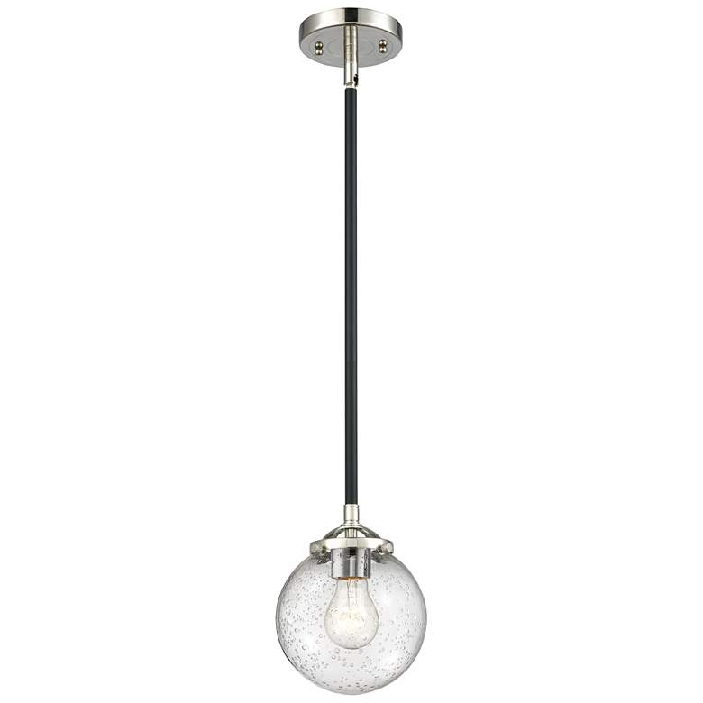 Image 1 Nouveau Beacon 6" Mini Pendant - Black Polished Nickel - Seedy Shade