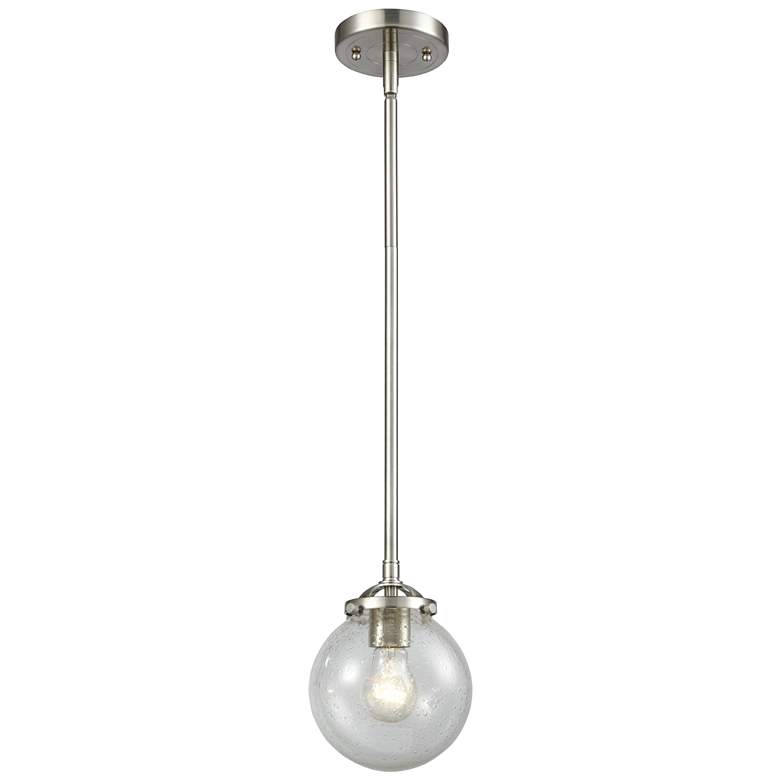Image 1 Nouveau Beacon 6" Mini Pendant - Brushed Satin Nickel - Seedy Shade