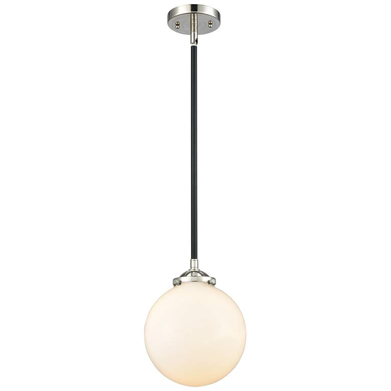 Image 1 Nouveau Beacon 8" LED Mini Pendant - Black Polished Nickel - Matte Whi
