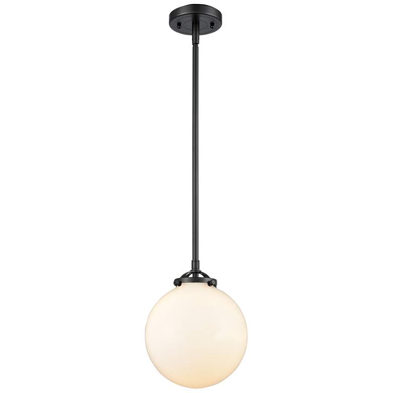 Image 1 Nouveau Beacon 8" LED Mini Pendant - Oil Rubbed Bronze - Matte White S