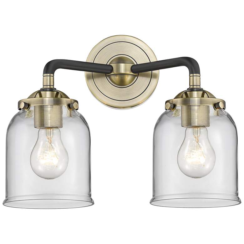 Image 1 Nouveau Bell 13" Wide 2 Light Black Brass Bath Vanity Light w/ Clear S