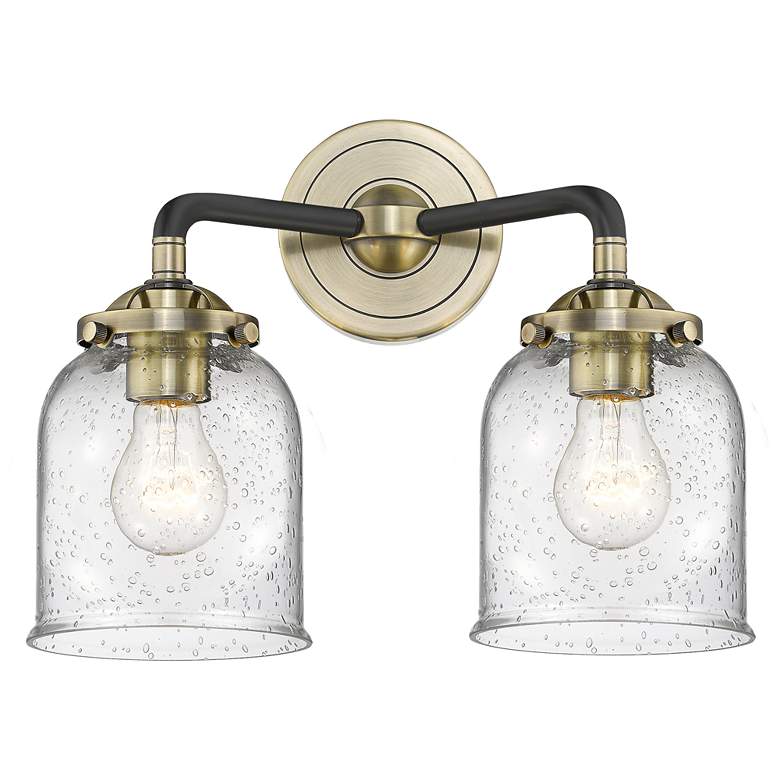 Image 1 Nouveau Bell 13" Wide 2 Light Black Brass Bath Vanity Light w/ Seedy S