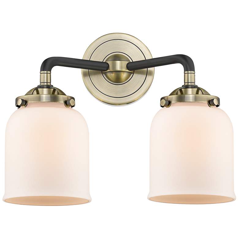 Image 1 Nouveau Bell 13" Wide 2 Light Black Brass Bath Vanity Light w/ White S