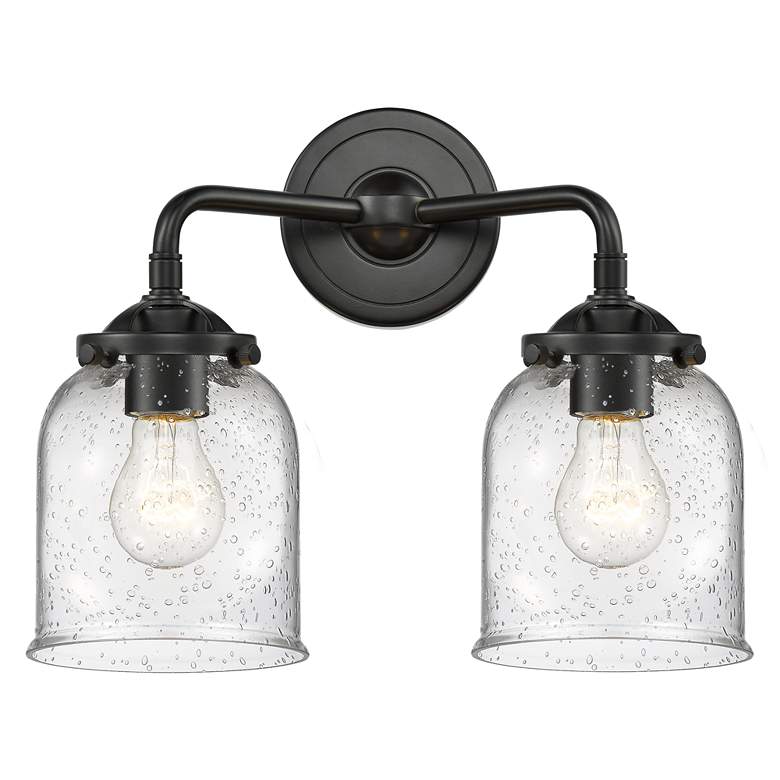 Image 1 Nouveau Bell 13" Wide 2 Light Bronze Bath Vanity Light w/ Seedy Shade