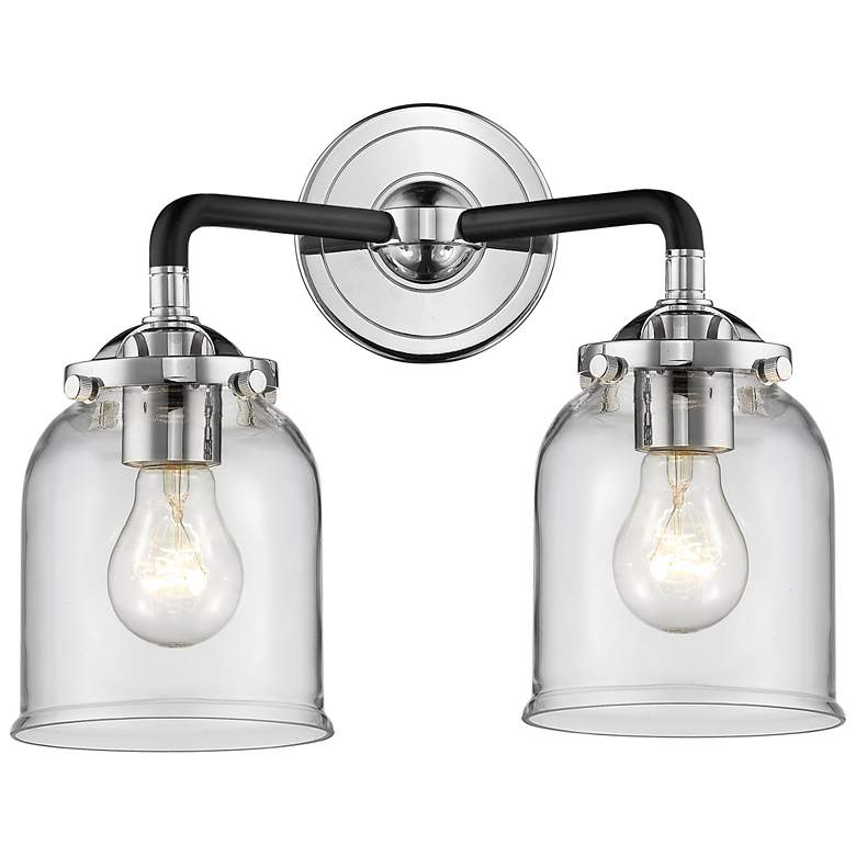 Image 1 Nouveau Bell 13"W 2 Light Black Polished Nickel Bath Light w/ Clear Sh