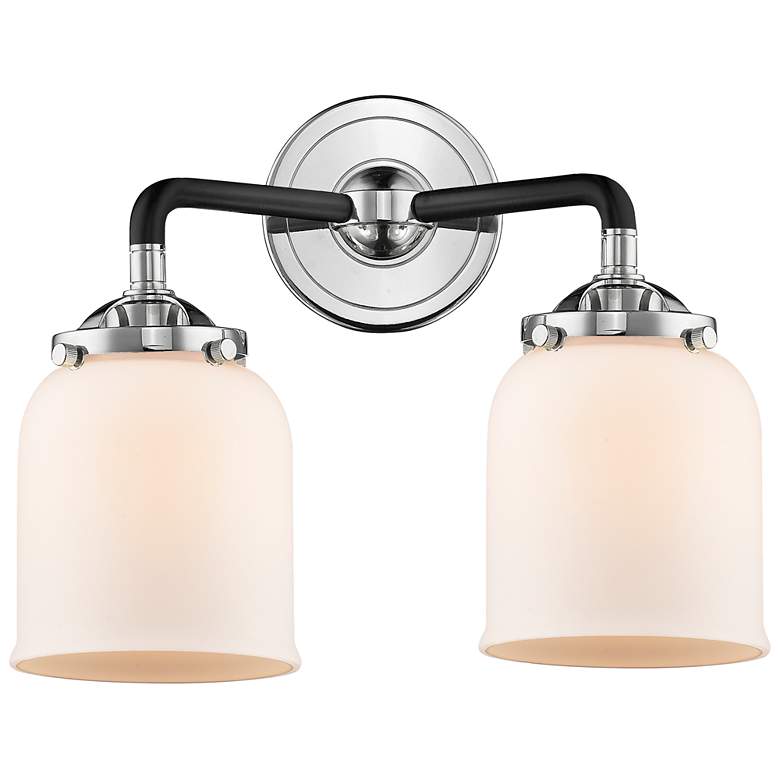 Image 1 Nouveau Bell 13"W 2 Light Black Polished Nickel Bath Light w/ White Sh