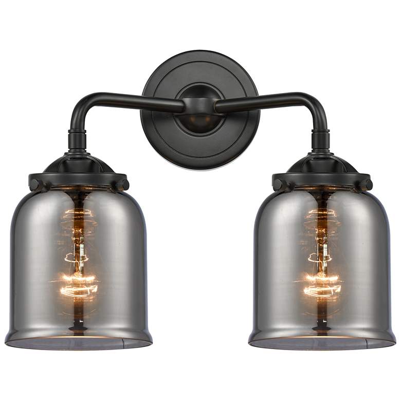 Image 1 Nouveau Bell 13"W 2 Light Bronze Bath Vanity Light w/ Plated Smoke Sha