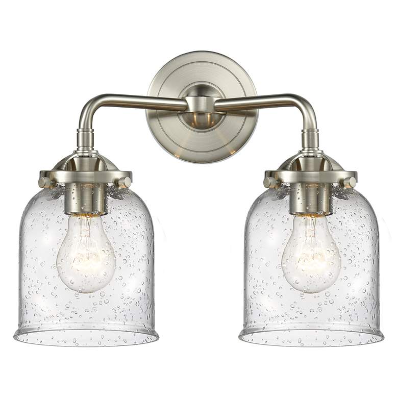 Image 1 Nouveau Bell 13"W 2 Light Brushed Nickel Bath Light w/ Seedy Shade