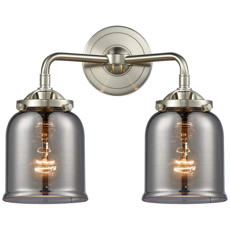 Image 1 Nouveau Bell 13"W 2 Light Brushed Nickel Bath Light w/ Smoke Shade