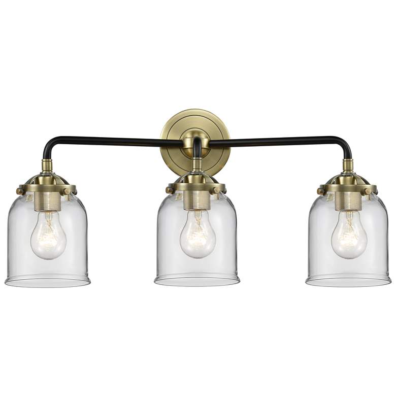 Image 1 Nouveau Bell 23" Wide 3 Light Black Brass Bath Vanity Light w/ Clear S