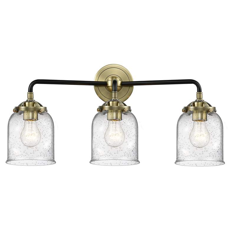 Image 1 Nouveau Bell 23" Wide 3 Light Black Brass Bath Vanity Light w/ Seedy S
