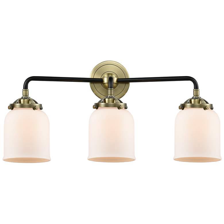 Image 1 Nouveau Bell 23" Wide 3 Light Black Brass Bath Vanity Light w/ White S