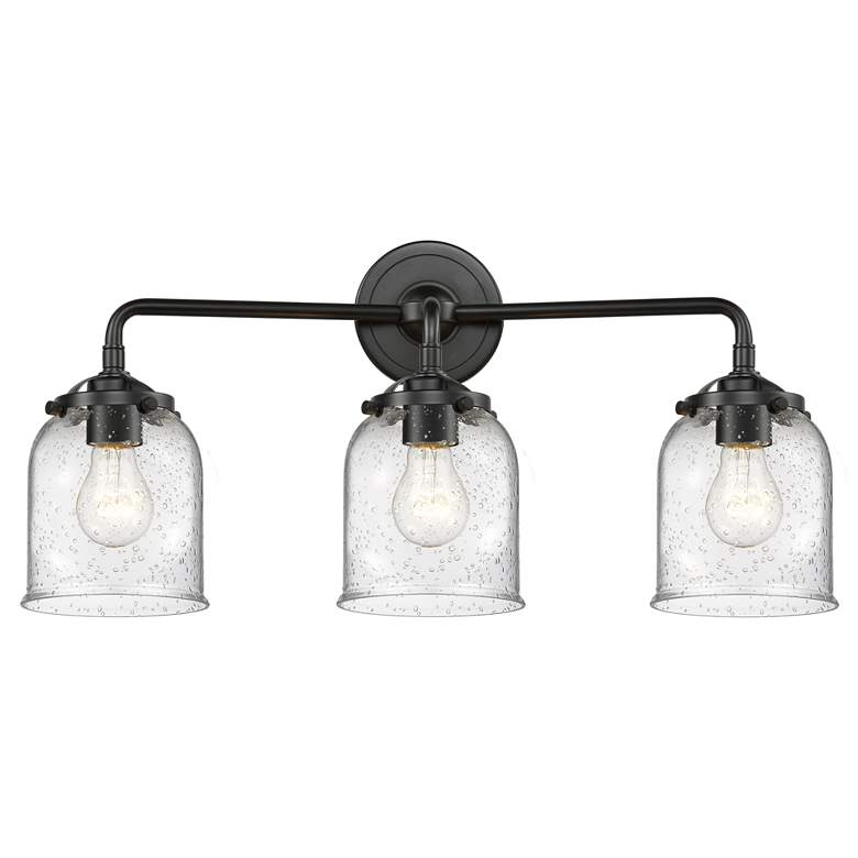 Image 1 Nouveau Bell 23" Wide 3 Light Bronze Bath Vanity Light w/ Seedy Shade
