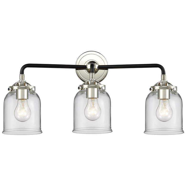 Image 1 Nouveau Bell 23"W 3 Light Black Polished Nickel Bath Light w/ Clear Sh
