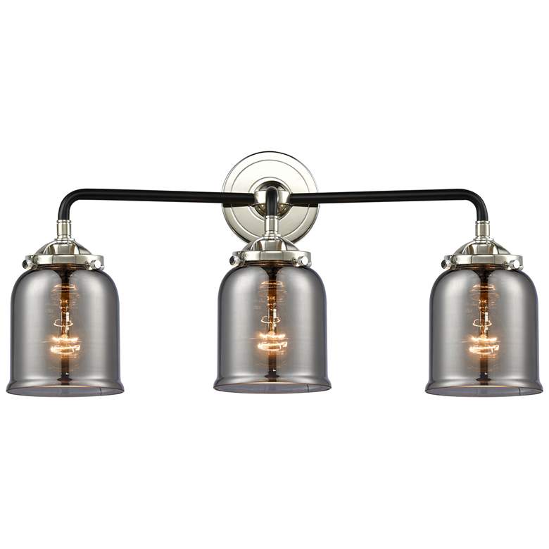 Image 1 Nouveau Bell 23"W 3 Light Black Polished Nickel Bath Light w/ Smoke Sh