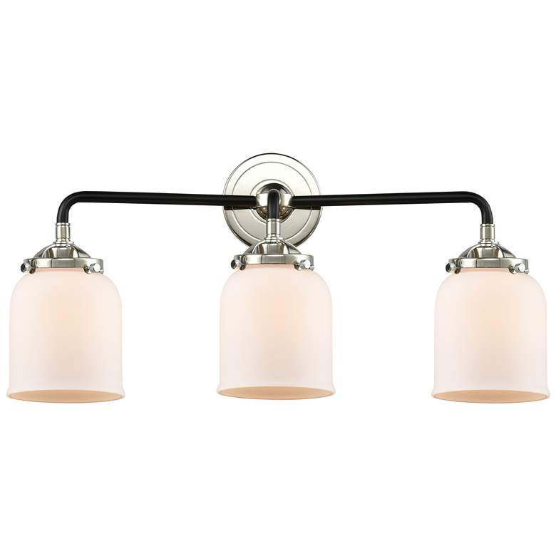 Image 1 Nouveau Bell 23"W 3 Light Black Polished Nickel Bath Light w/ White Sh