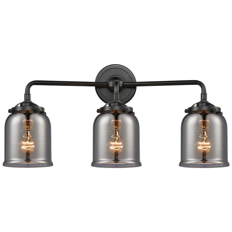 Image 1 Nouveau Bell 23"W 3 Light Bronze Bath Vanity Light w/ Plated Smoke Sha