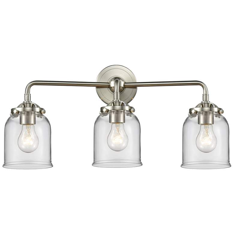 Image 1 Nouveau Bell 23"W 3 Light Brushed Nickel Bath Light w/ Clear Shade