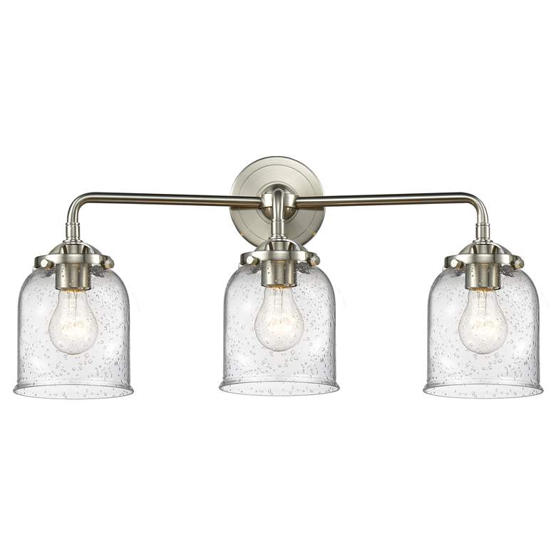 Image 1 Nouveau Bell 23"W 3 Light Brushed Nickel Bath Light w/ Seedy Shade