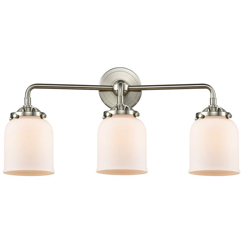 Image 1 Nouveau Bell 23"W 3 Light Brushed Nickel Bath Light w/ White Shade