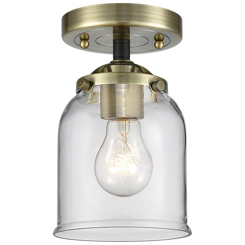 Image 1 Nouveau Bell 5" Wide Black Antique Brass Semi.Flush Mount With Clear S