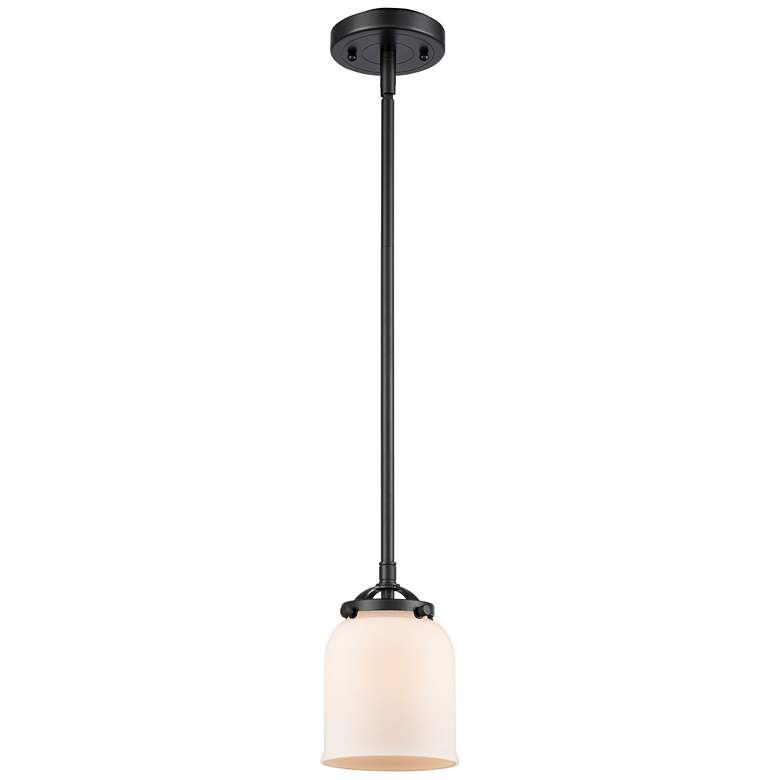 Image 1 Nouveau Bell 5" Wide Bronze Stem Hung Mini Pendant w/ Matte White Shad