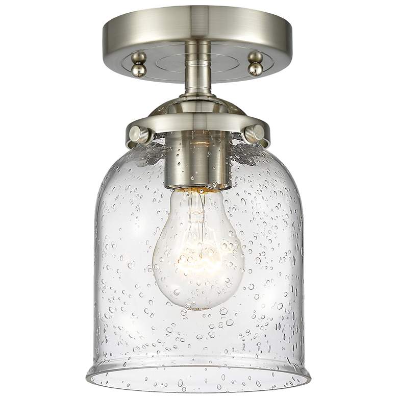 Image 1 Nouveau Bell 5" Wide Brushed Satin Nickel Semi.Flush Mount With Seedy