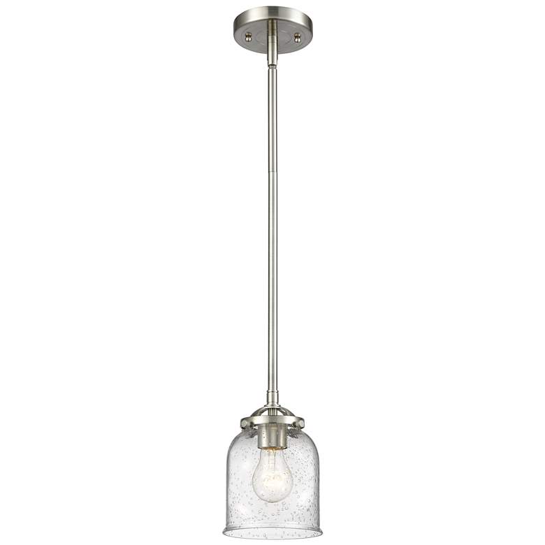 Image 1 Nouveau Bell 5"W Brushed Satin Nickel Stem Hung Mini Pendant w/ Seedy