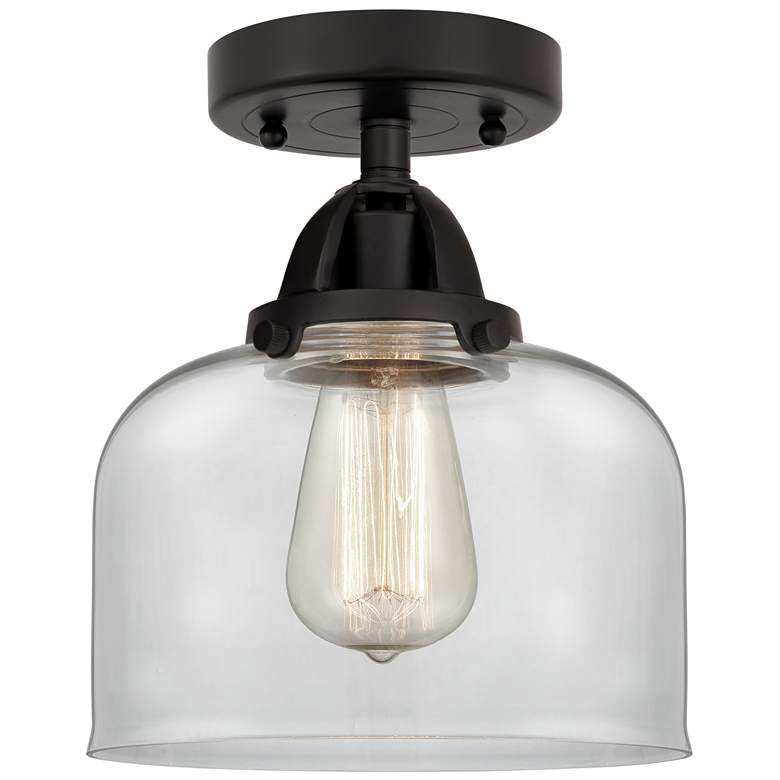 Image 1 Nouveau Bell 8" Wide Matte Black Ceiling Light